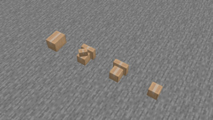 Placed cardboard boxes