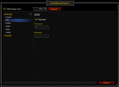 4. Options - CSV settings.