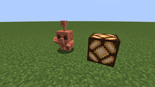 Copper Golem pressing button