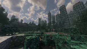 overgrown coniferous city