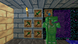 emerald tools and armor with bluether lighter
