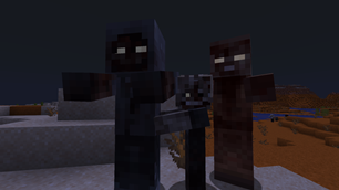 A normal zombie in between two Zombie Brutes