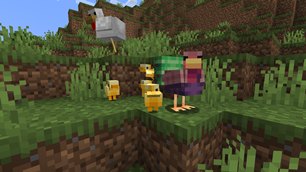 Rooster, chicken, and chicks