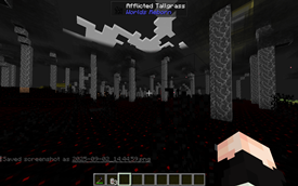 A screenshot of the new biome. The spores on the trees were meant to be transparent, by the way!