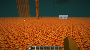 Ghast taking a bath in beans