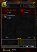 Menu with weapons filter