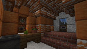 Snowy Spirt Gingerbread House with Windswept gingerbread (interior)