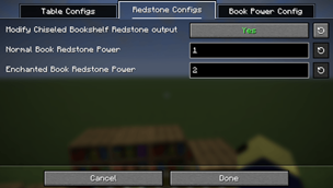 Chiseled Bookshelf Redstone Options