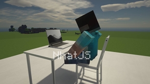 Full view of player sit chair and work with laptop!