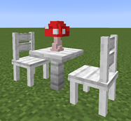 Chairs, table and lamp