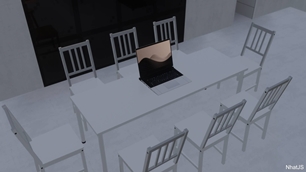 A very look-like dining table with Laptop!