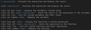 Calc Command Usage