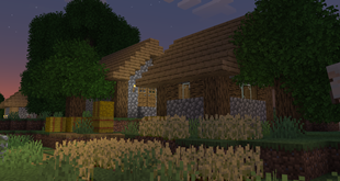 a picture of a village surrounded by trees taken with rainbow's foliage: polytone edition