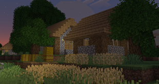 a picture of a village surrounded by trees taken with rainbow's foliage: vanilla edition