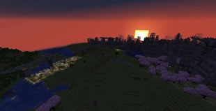 Sunsets on a village in the distance
