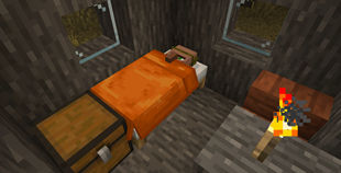 Villager sleeping in a orange bed