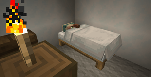 Villager sleeping in a white bed
