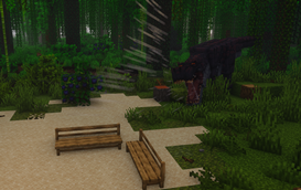 Rex roaring at a... bench?