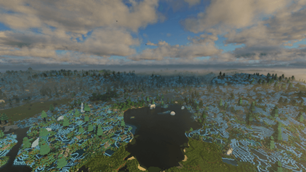 Bioluminescent Lush Caves Surface Sunrise with Bliss Shaders and Distant Horizons