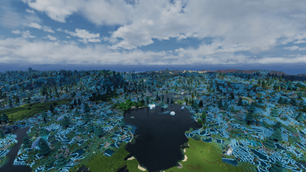 Bioluminescent Lush Caves Surface Noon with Bliss Shaders and Distant Horizons