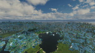Bioluminescent Lush Caves Surface Day with Bliss Shaders and Distant Horizons