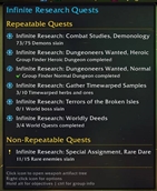 Infinite Research quests