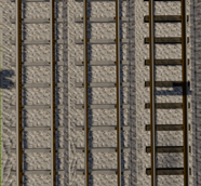 Tram tracks with or without grooves - On gravel with wooden and concrete sleepers.