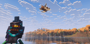 Airship Over Autumn Forest