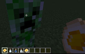 Creeper looking to the fried egg