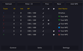 Event Control (Units Panel)