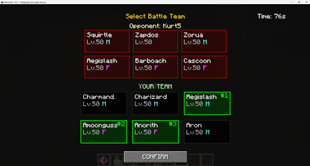 Pokémon selection screen