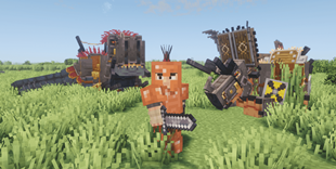 Tamed dinosaurs and selfly forged copper armor