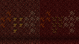 Netherrack, Nether Coal(LateGameFuel), Nether Gold (Charm), Quartz