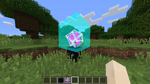 Endercrystal with a cyan hitbox overlay