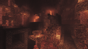 Nether world - Crimson Forest biome with a Fortress