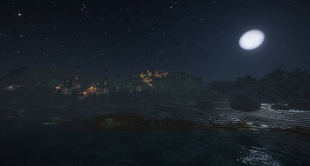 Sandy village at night