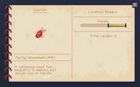 Journal entry for Lionfish from Upgrade Aquatic