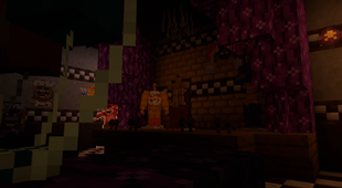 A makeshift stage from some haunted house