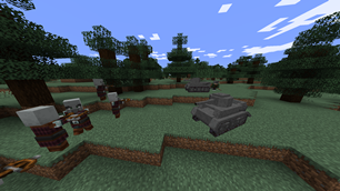 Hiding behind tanks to avoid Pillagers