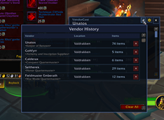 Vendor History Window