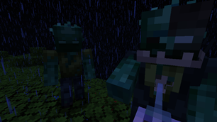 An intimidating Immortal drenched in pouring rain, with a loyal Zap following his every move