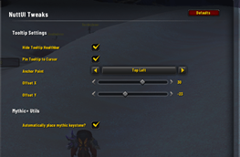 Settings menu