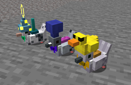Pigeons wearing pet equipment