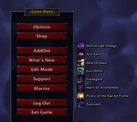 Game Menu Anchor