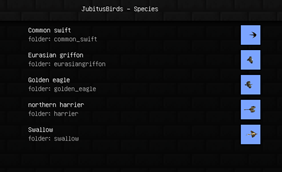 Species selection menu