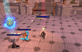 Example of strong blue / strong red healthbars with names in class colors
