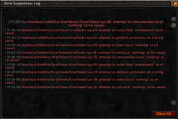 Error Log with Errors