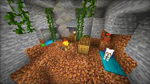 Campfire in cave