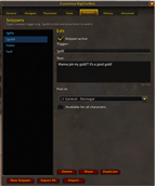 Snippets tab in options