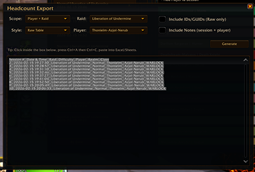 Comprehensive export window